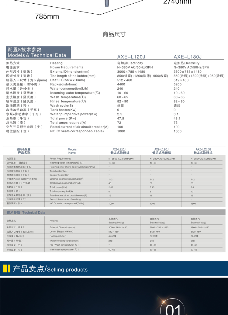 金甲長龍式全自動(dòng)蒸汽洗碗機(jī)L120J大型商用酒店食堂學(xué)校廚房用