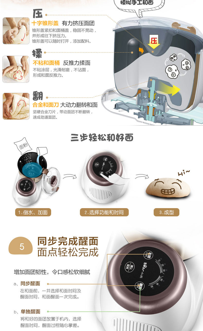 小熊HMJ-A35A1和面機(jī)家用商用全自動攪拌揉面微電腦醒面產(chǎn)地直供