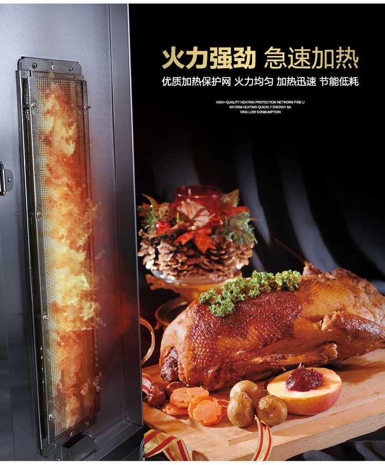 廠(chǎng)家直銷(xiāo)商用燃?xì)饽咎績(jī)捎每绝啝t全自動(dòng)旋轉(zhuǎn)烤禽爐電熱烤鴨爐批發(fā)