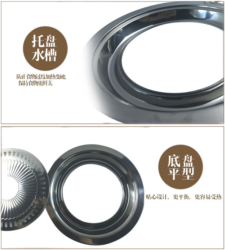 不銹鋼燒烤盤(pán) 韓式圓形烤肉盤(pán) 便攜式燒烤網(wǎng)燒烤配件