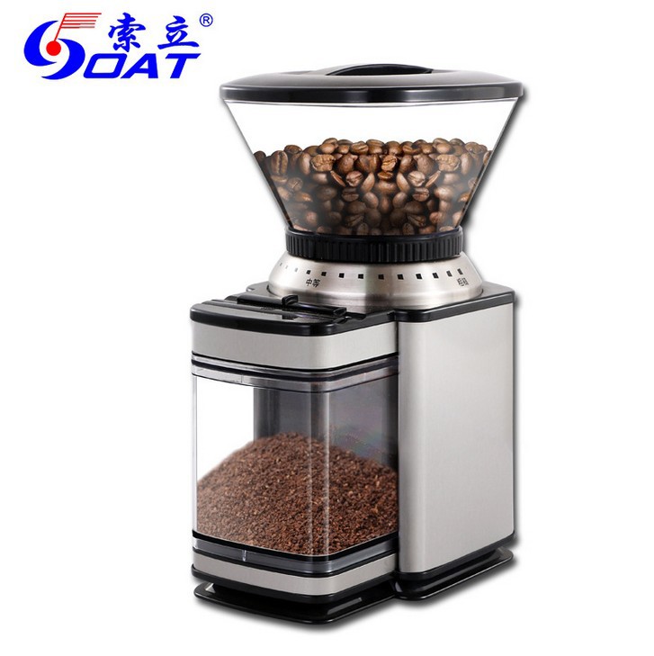 索立電動(dòng)磨豆機(jī) 咖啡豆研磨機(jī)磨粉機(jī)粗細(xì)可調(diào)家用商用大容量批發(fā)