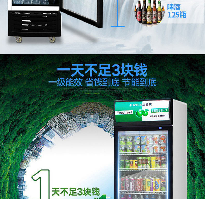 睿美展示柜直冷立式冰柜單門(mén)雙門(mén)商用冷藏冰箱飲料飲柜品展示冷柜