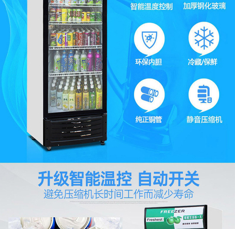 睿美展示柜直冷立式冰柜單門(mén)雙門(mén)商用冷藏冰箱飲料飲柜品展示冷柜