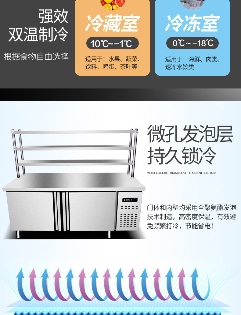 樂創(chuàng) 冷藏工作臺商用冰箱保鮮廚房奶茶店平冷操作臺 工作臺冰柜