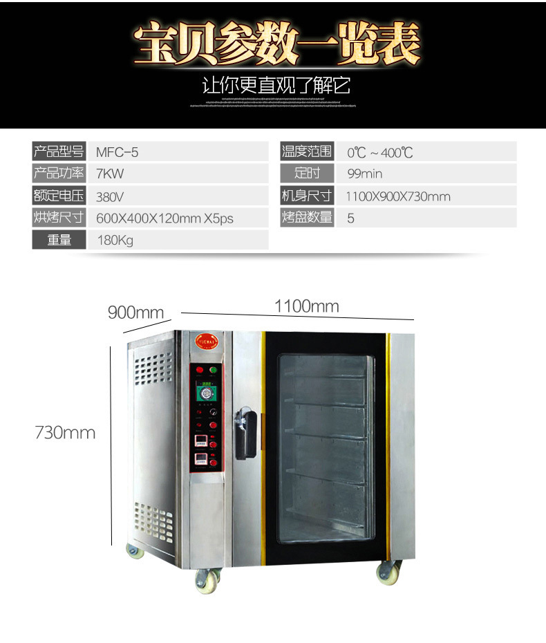樂創(chuàng)電熱風烤箱5盤 風循環(huán)電烘爐 面包烤箱電烤爐 商用大型電烤箱