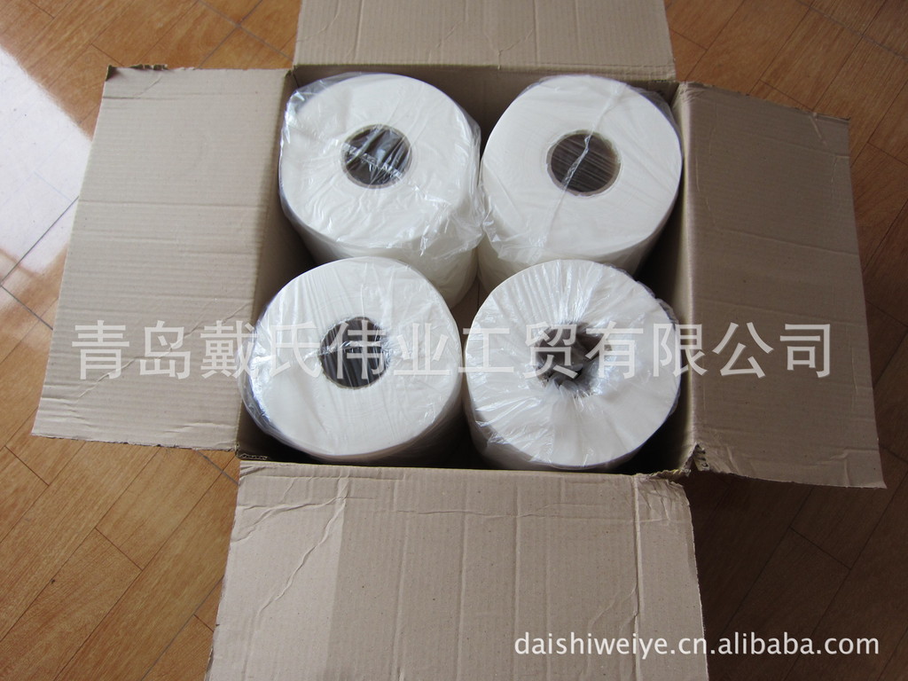廠家批發100%純木漿雙層750克酒店用珍寶盤紙，廁所用紙，大卷紙