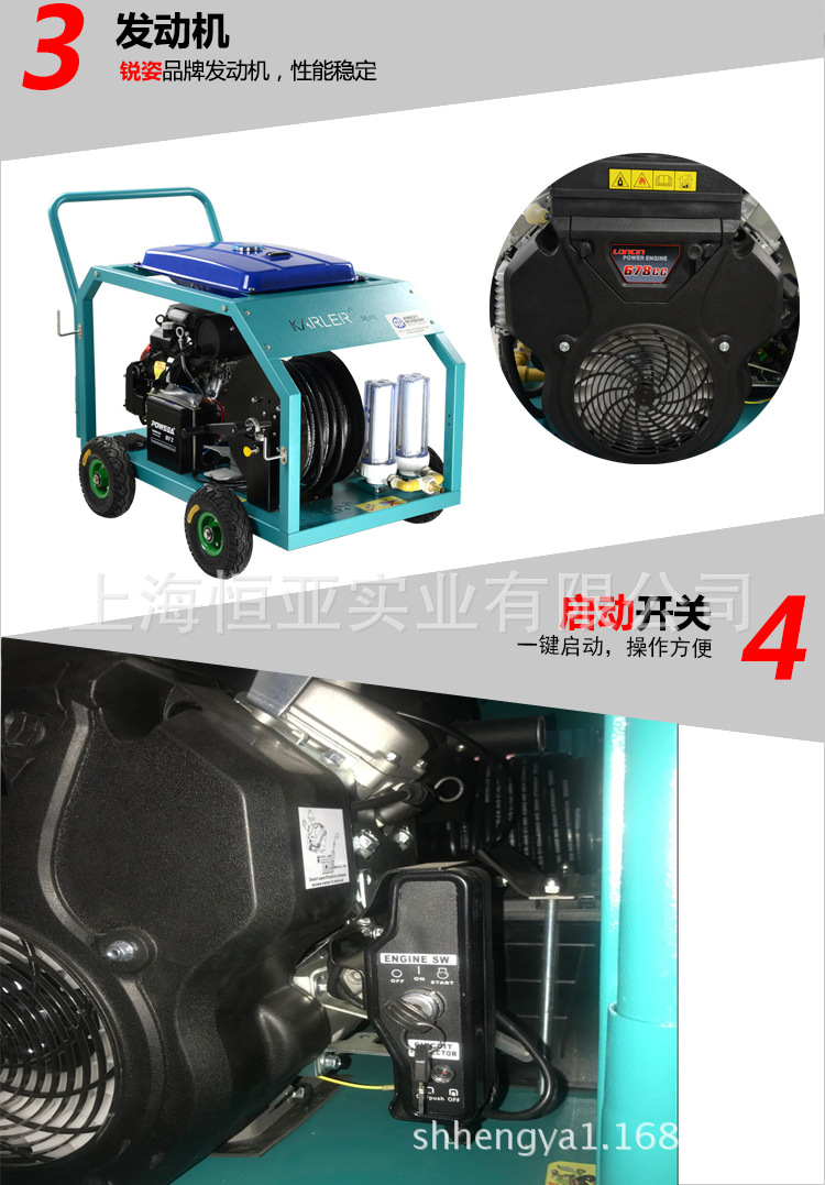 下水道疏通機、市政、物業使用43升/分管道清洗機高壓疏通機