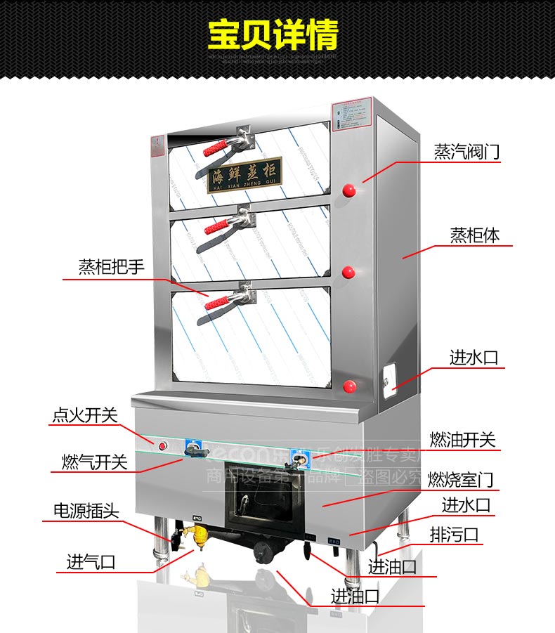 樂創(chuàng) 節(jié)能商用 燃?xì)?海鮮蒸柜 蒸菜蒸魚 多功能使用