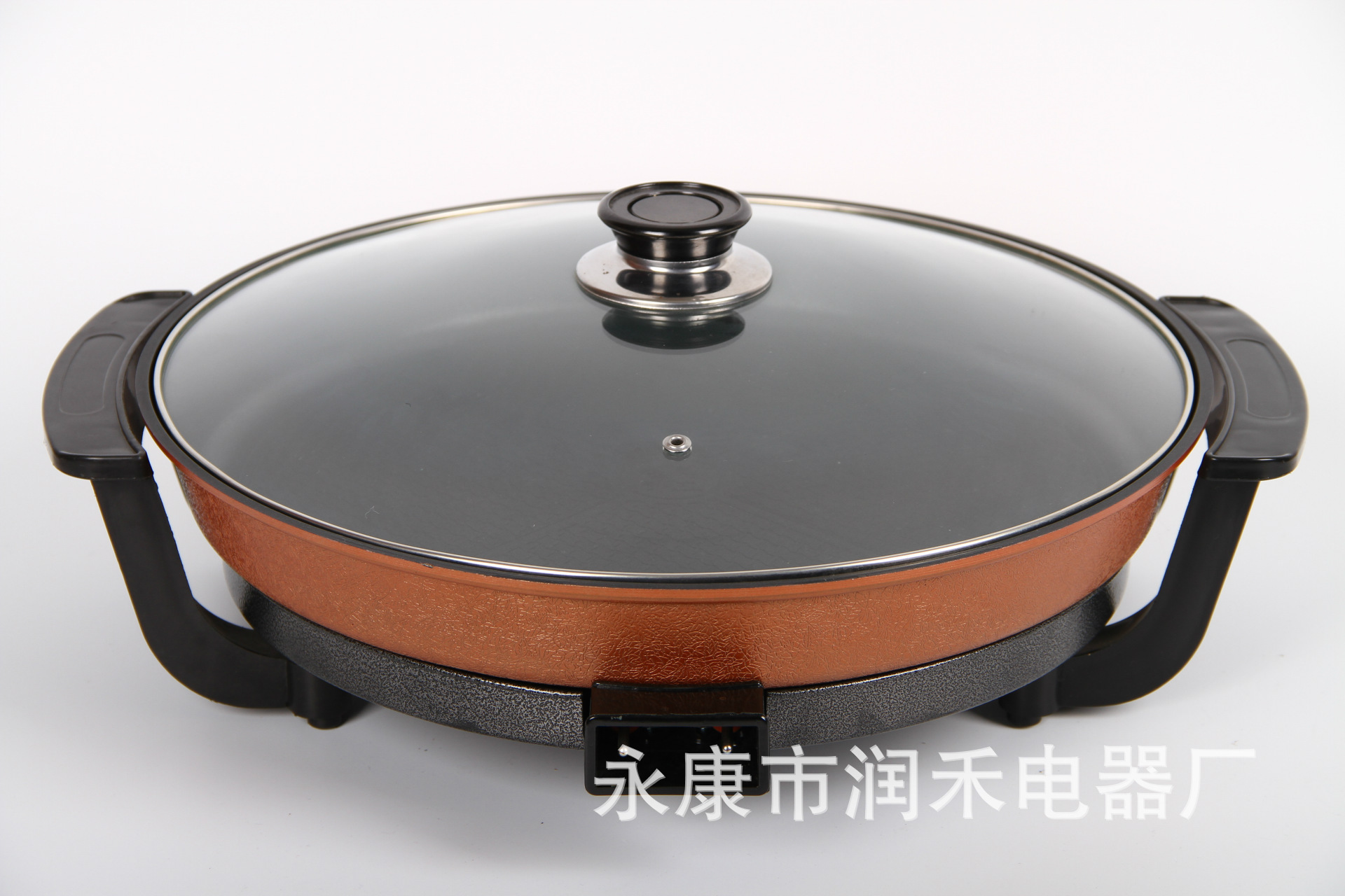 廠家直銷(xiāo)家用多功能電火鍋圓形電煎鍋便攜不粘鍋電烤鍋可定制