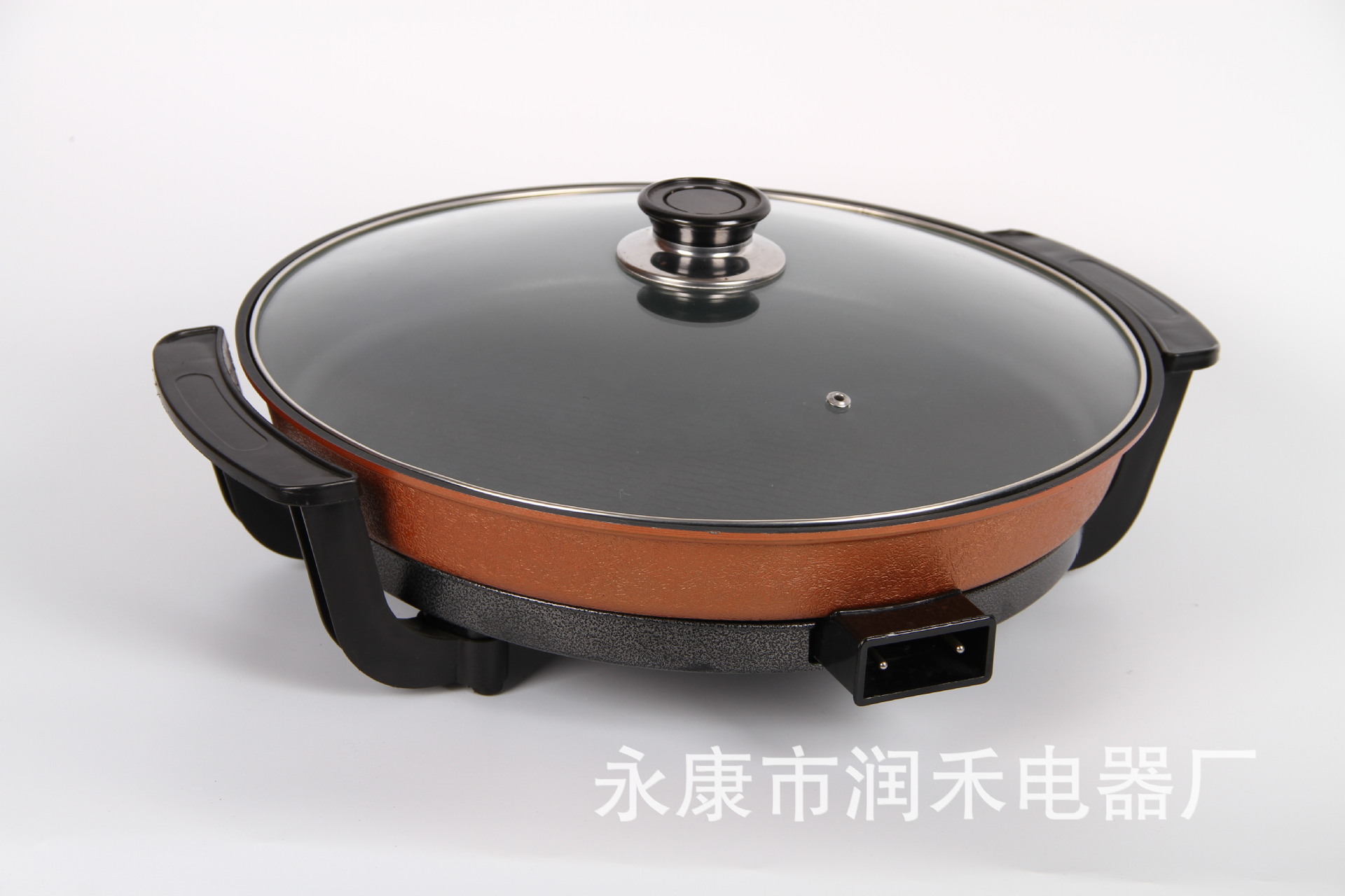 廠家直銷(xiāo)家用多功能電火鍋圓形電煎鍋便攜不粘鍋電烤鍋可定制