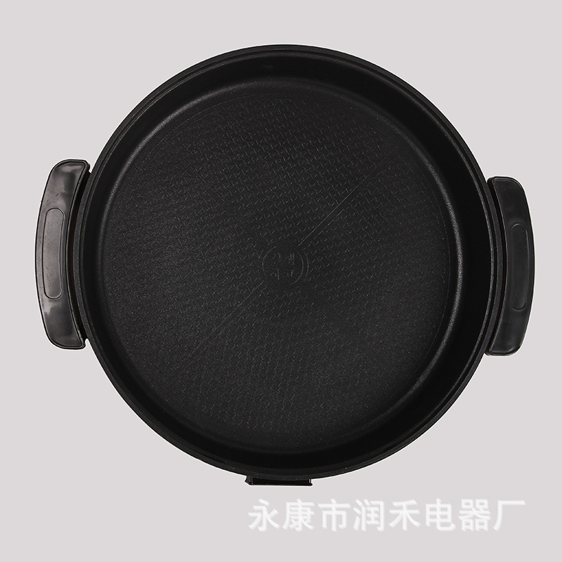 廠家直銷(xiāo)家用多功能電火鍋圓形電煎鍋便攜不粘鍋電烤鍋可定制