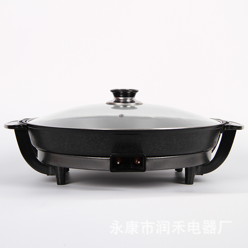 廠家直銷(xiāo)家用多功能電火鍋圓形電煎鍋便攜不粘鍋電烤鍋可定制