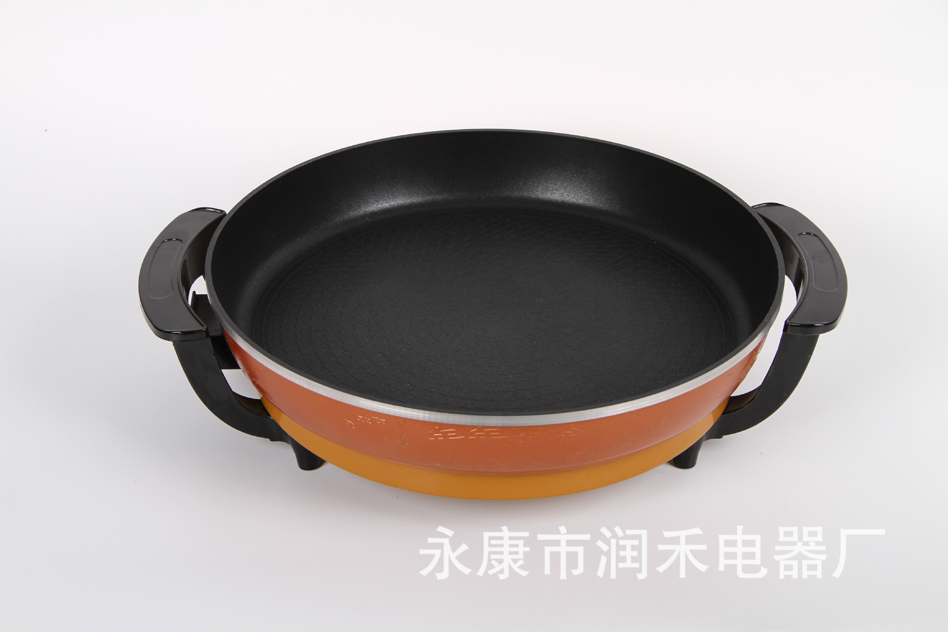 廠家直銷(xiāo)家用多功能電火鍋圓形電煎鍋便攜不粘鍋電烤鍋可定制