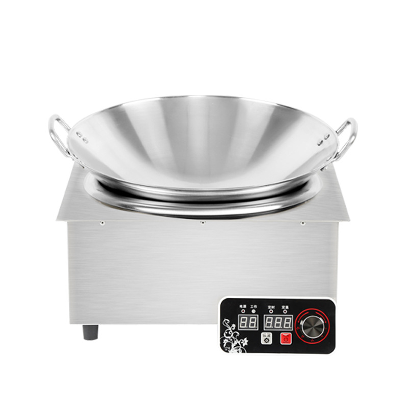 嵌入式電磁爐商用5000W凹面單大功率飯店爆炒火鍋爐臺(tái)式5KW電磁灶