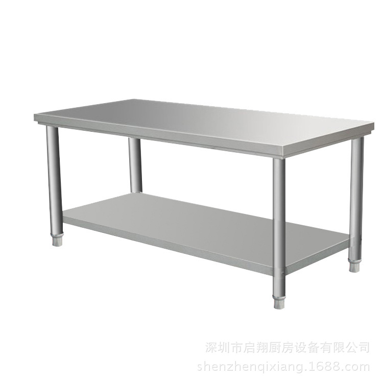 熱銷(xiāo)雙層工作臺(tái) 餐廳廚房操作臺(tái)打荷臺(tái)切菜桌儲(chǔ)物桌揉面桌置物架