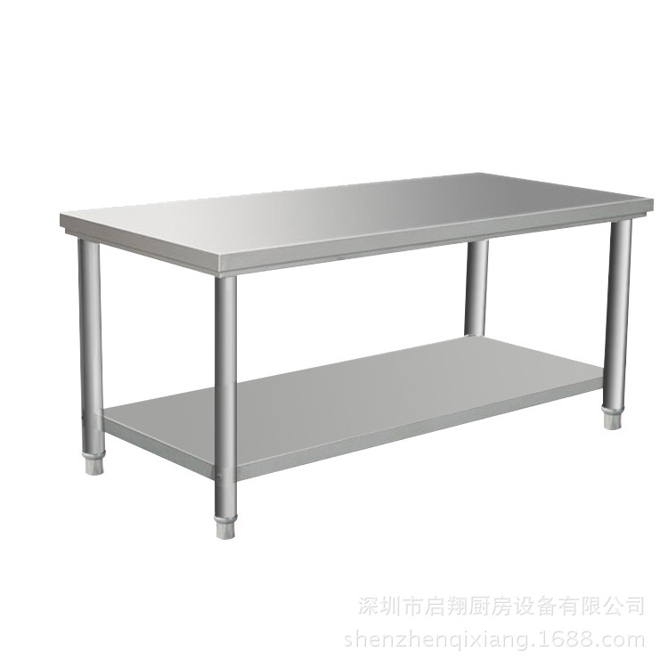 熱銷(xiāo)雙層工作臺(tái) 餐廳廚房操作臺(tái)打荷臺(tái)切菜桌儲(chǔ)物桌揉面桌置物架
