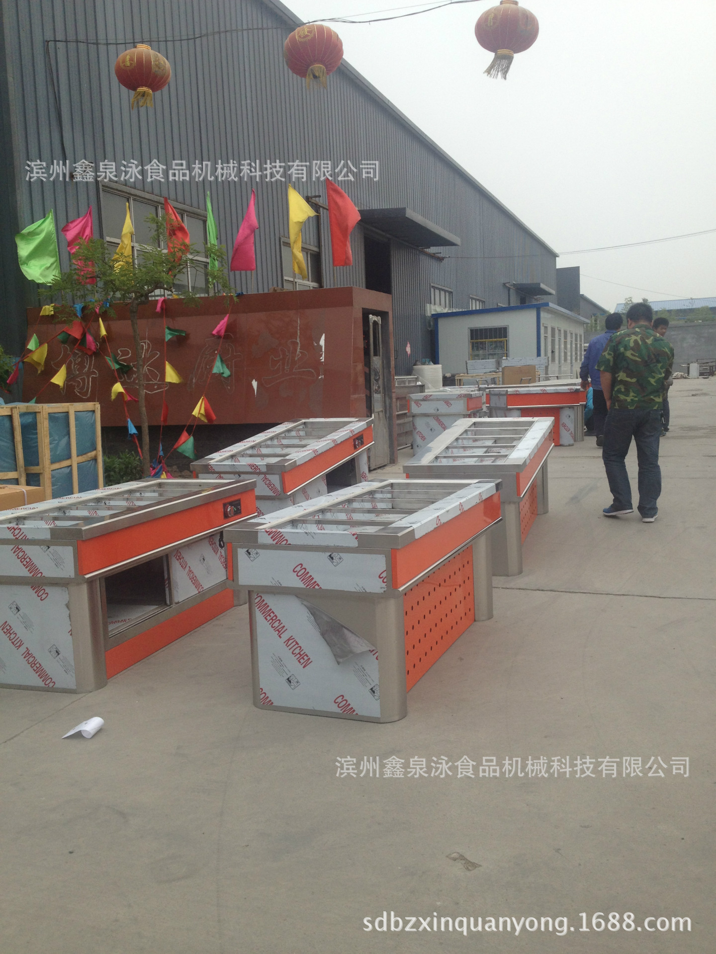 加工定制豪華玻璃罩不銹鋼保溫售飯臺(tái)