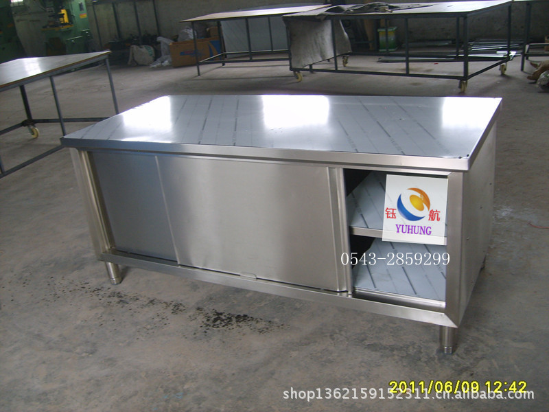 鈺航廚業(yè) 廠家直銷 不銹鋼拉門工作臺(tái)雙通 優(yōu)質(zhì)廚房工作臺(tái)