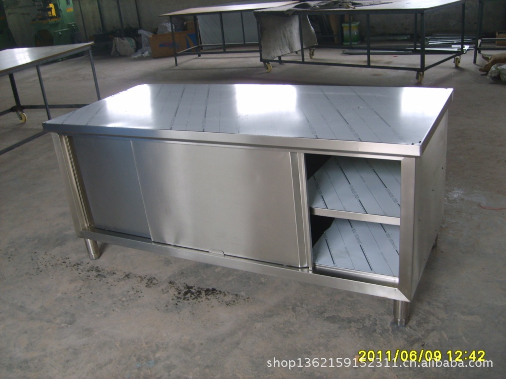 鈺航廚業(yè) 廠家直銷 不銹鋼拉門工作臺(tái)雙通 優(yōu)質(zhì)廚房工作臺(tái)